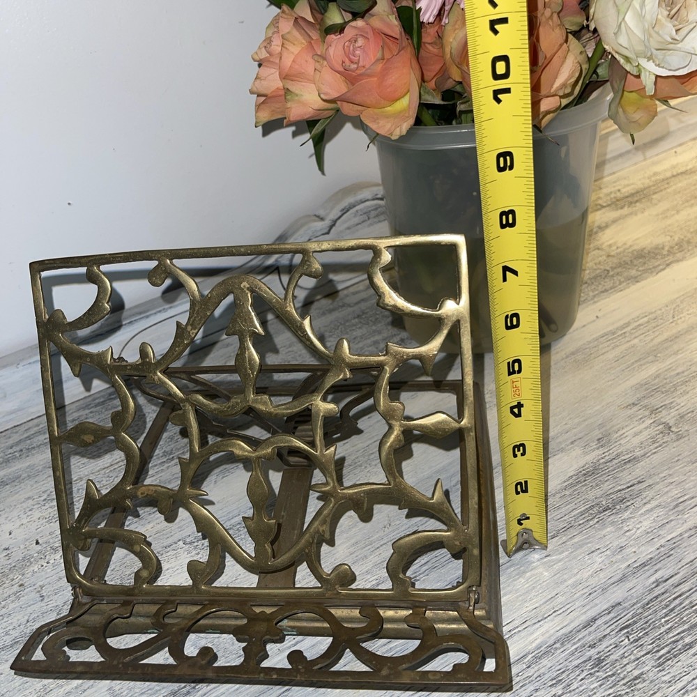 Vintage Solid Ornate Brass Folding Adjustable Book/Bible stand