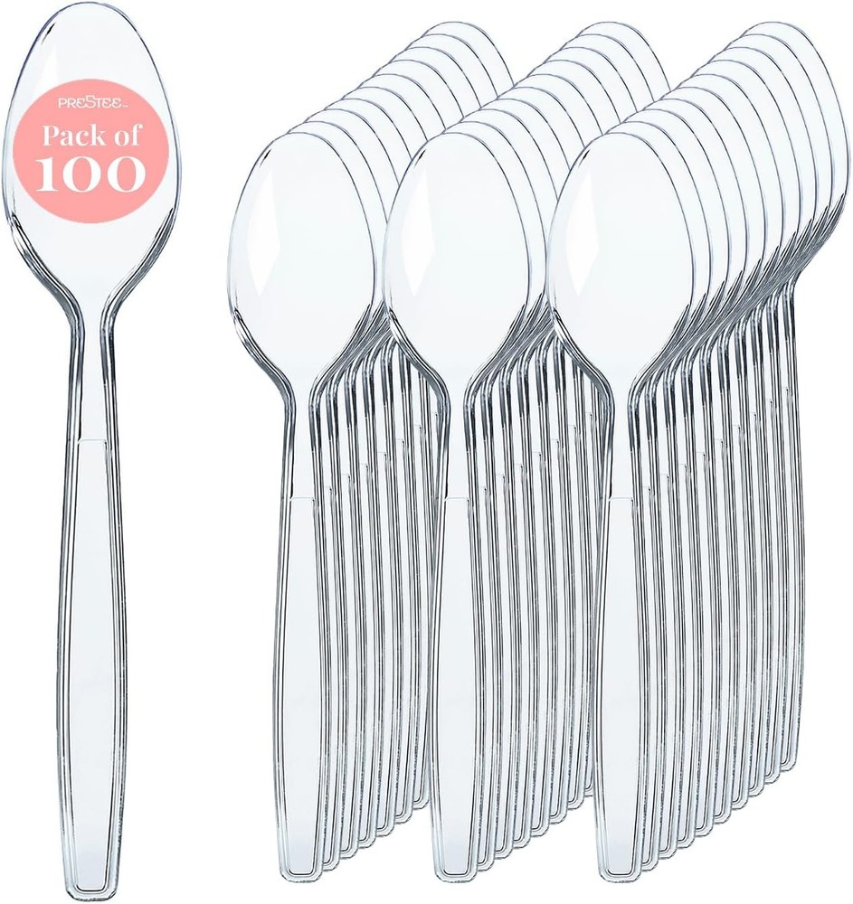 Clear Plastic Spoons Bulk - Heavy Duty Plastic Sierware Spoons
