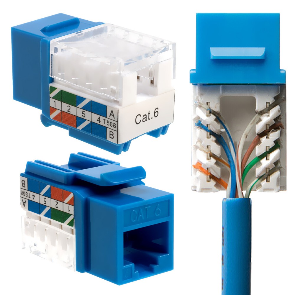 CAT6 Gray Keystone Jack 45 Degree 110 Punch Down Network Plug Multi-Pack LOT