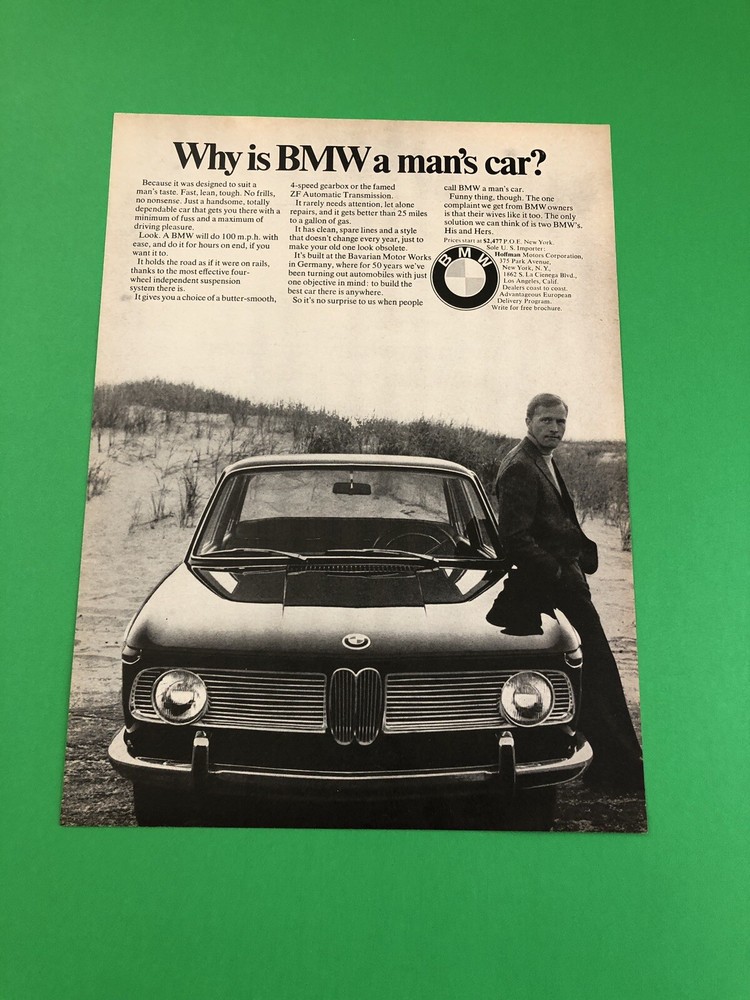 BMW VINTAGE ORIGINAL PRINT AD ADVERTISEMENT PRINTED A2