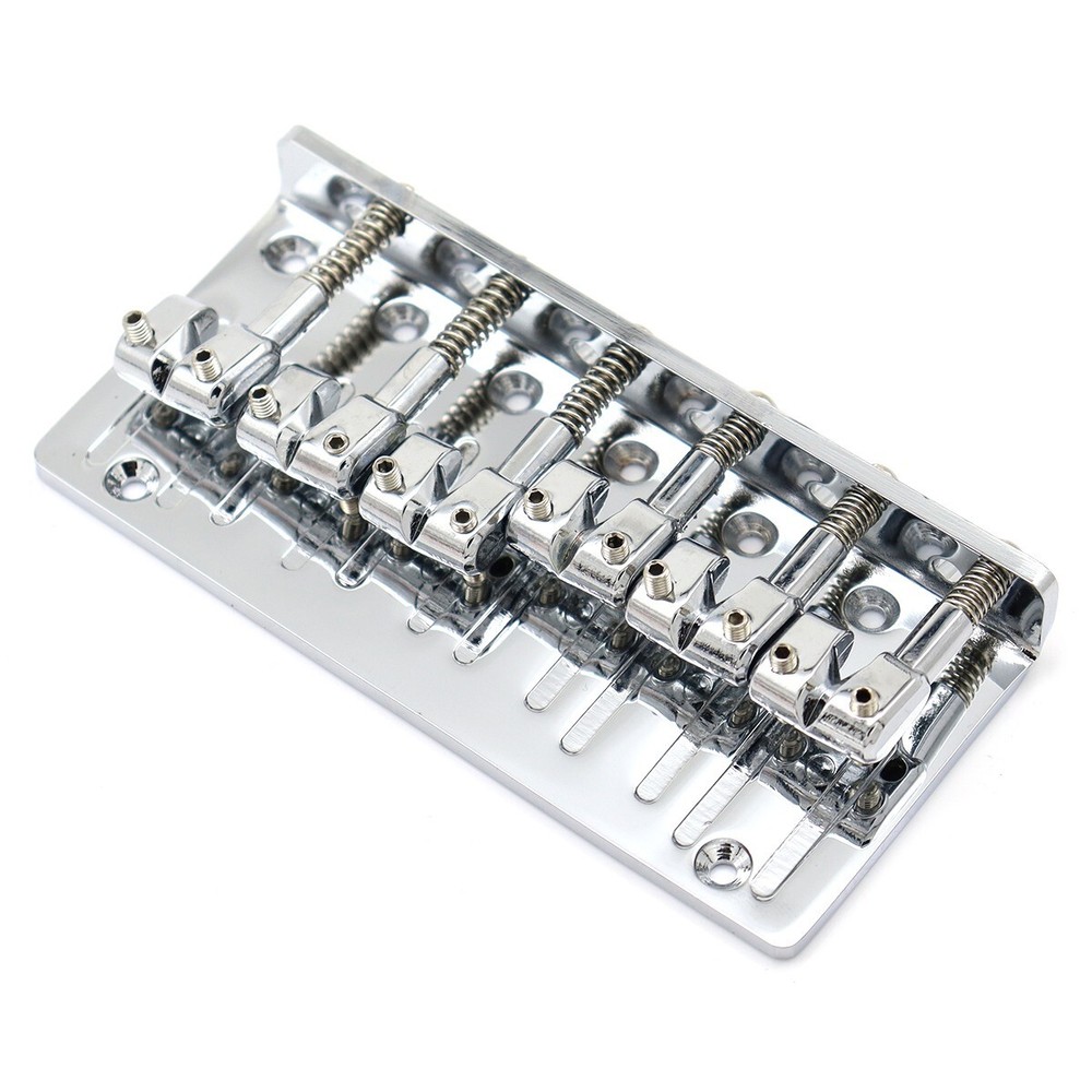 6String Metal Fixed Bass Bridge L-Shaped Saddle Bridge Top Load Tailpiece Silver
