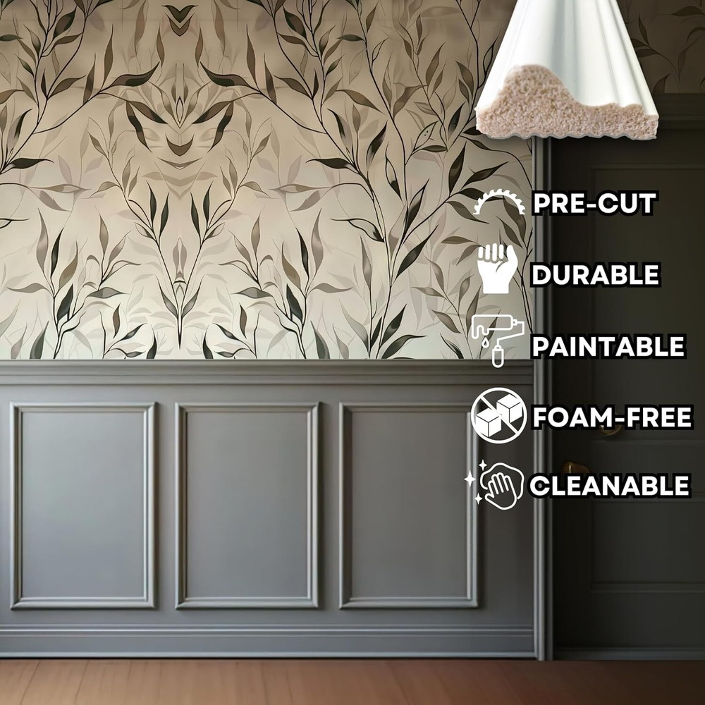 Wainscoting Panels - Peel & Stick 4 Bottom Frame (18 pcs) Luxury Wall Panel Kit