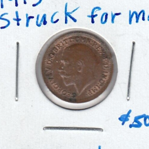 1913 malta 1/3 Farthing