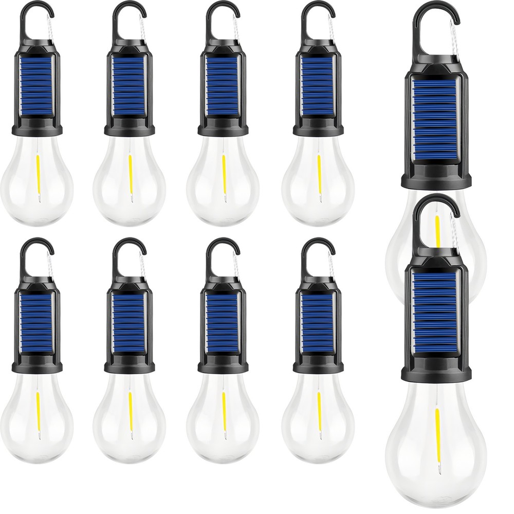 Solar Tent Camping Light Bulb Rechargeable Portable LED Lantern 3 Lighting Modes