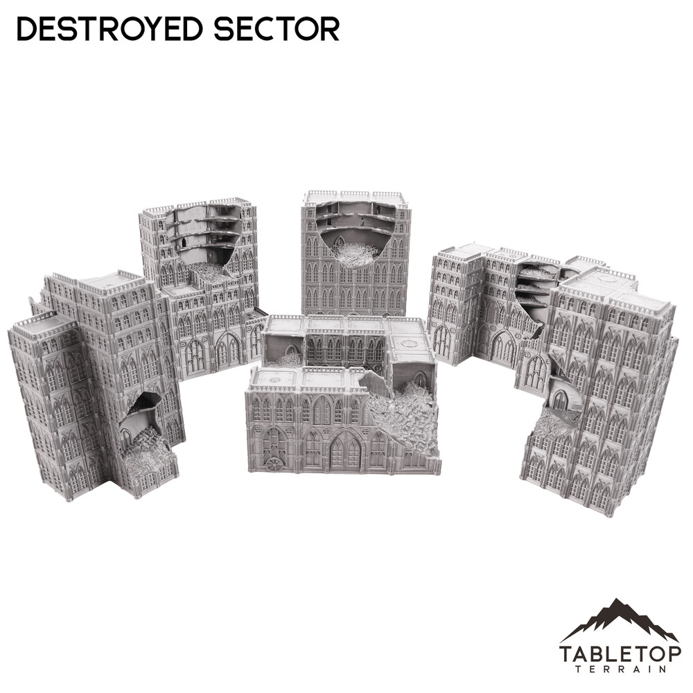 Destroyed Sector 8mm Scale Building Pack - 6mm Tabletop Wargaming