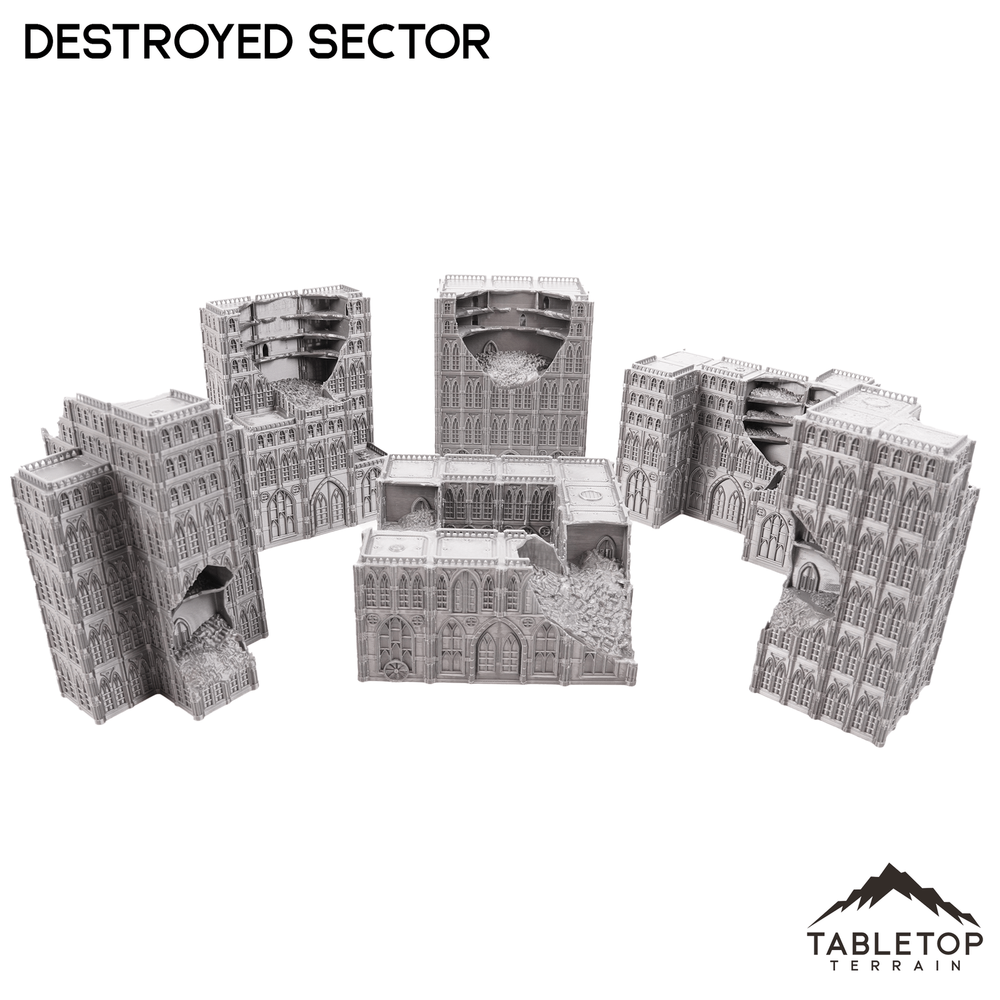 Destroyed Sector 8mm Scale Building Pack - 6mm Tabletop Wargaming