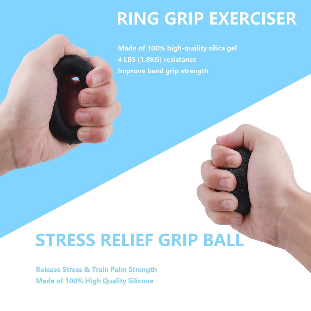 Grip Strength Trainer Kit (5 Pack), with Finger Exerciser, Hand Grip Strength...