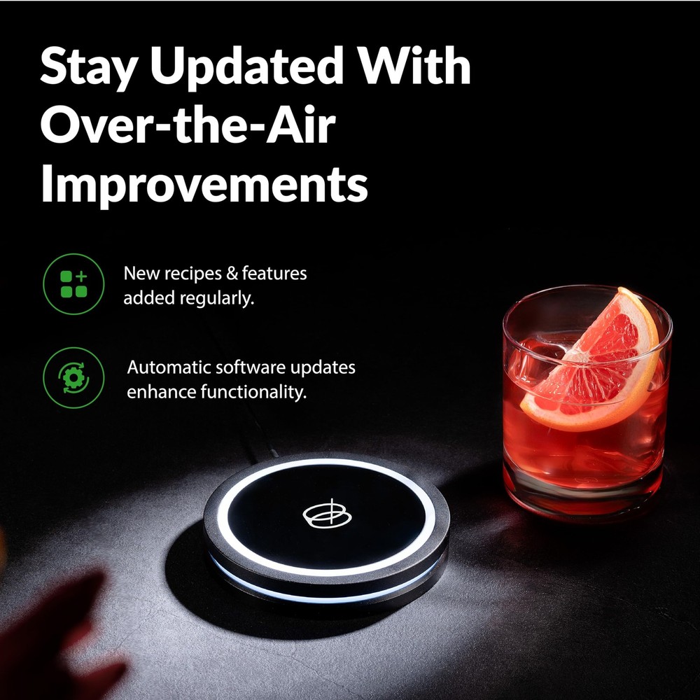 Smart Coaster 2.0 (Black) – Portable Cocktail Maker & Matte Black