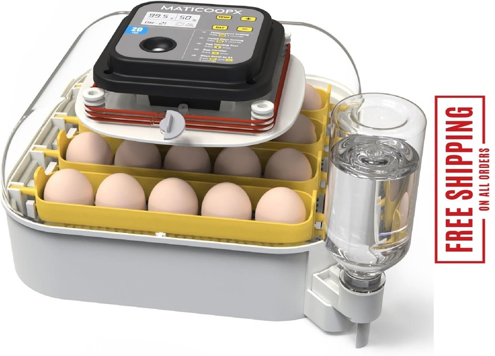 MATICOOPX 20 Egg Incubator with Humidity Display Egg Candler Automatic Egg Turne
