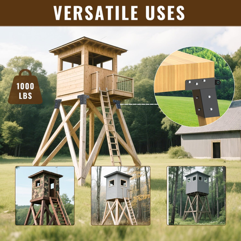 4 Pcs Deer Stand Brackets 4X4 Deer Blind Brackets Compound Angle Platform Bracke