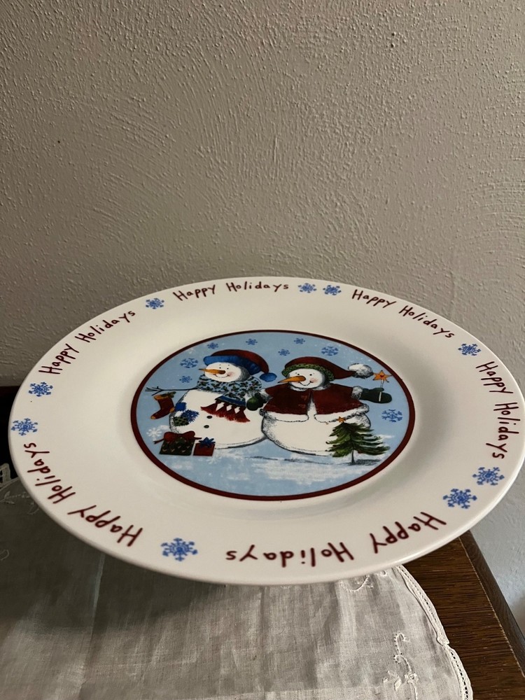 Snowman Pedestal Plate