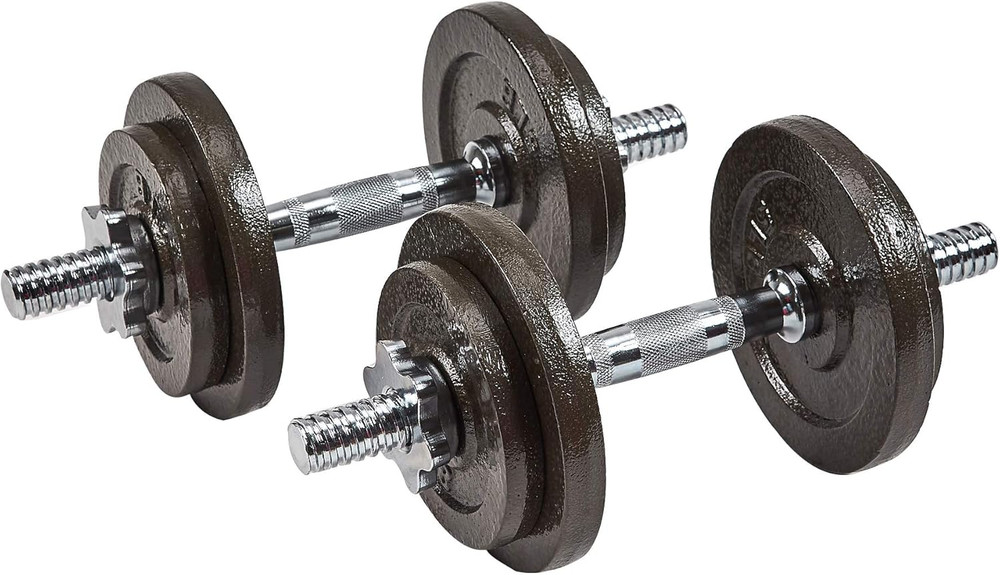 Contoured Handle Cast Iron Adjustable Dumbbell Weight Set,Gray