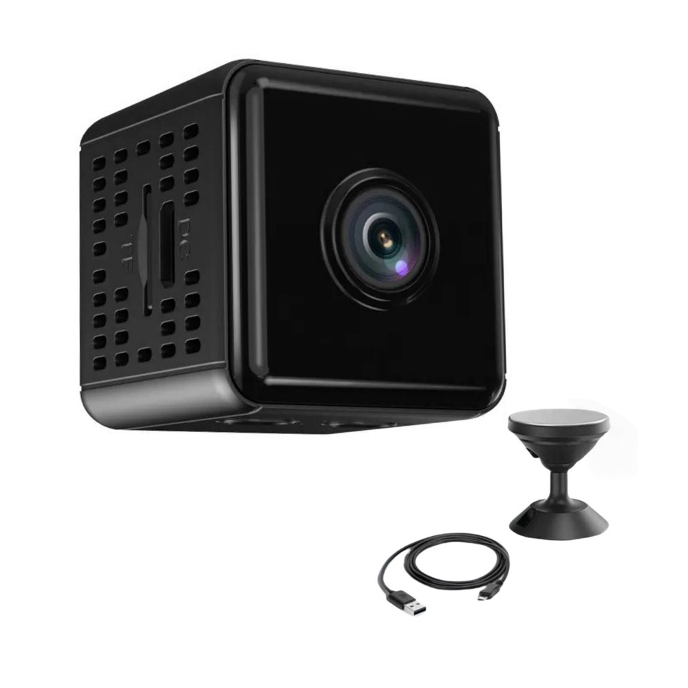 1080P WiFi Camera w/Ceiling Mount Night Vision Motion Alert iOS Android Black