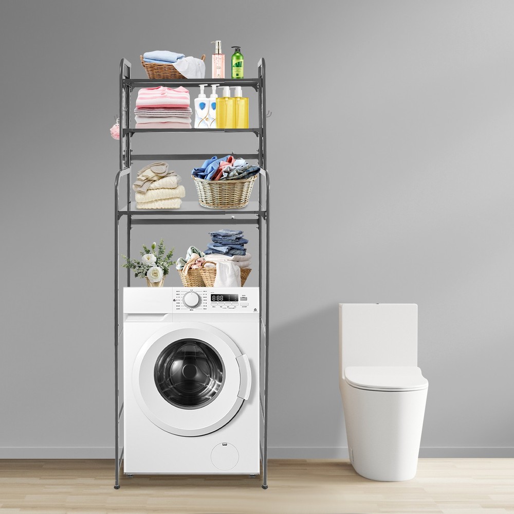 Adjustable Laundry Room Shelf Expandable Over Washing Machine Standing Shelf