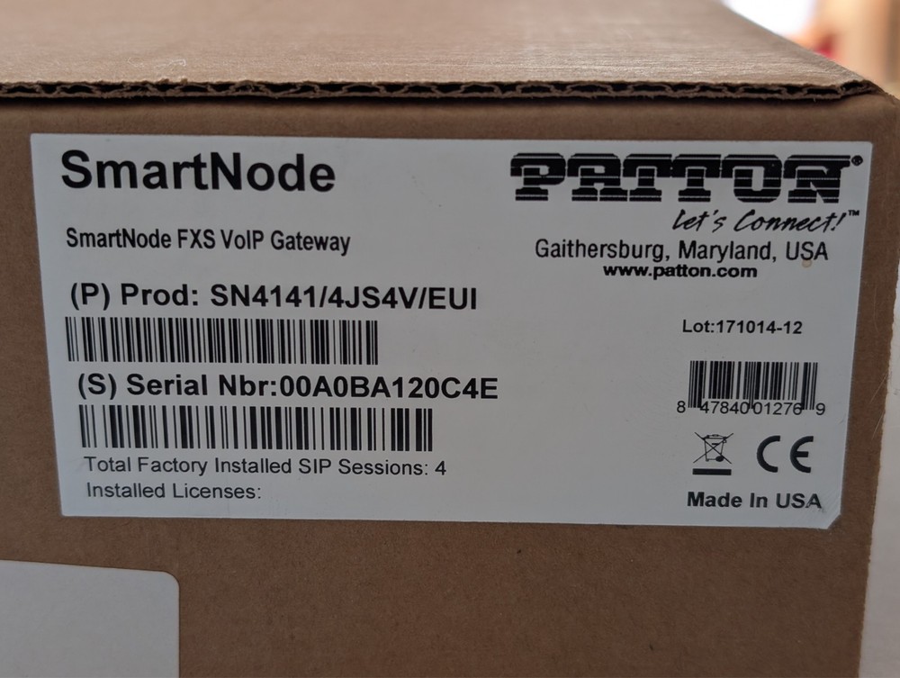 Patton SmartNode 4141 VoIP FXS Gateway SN4141/4JS4V/EUI- NEW!!