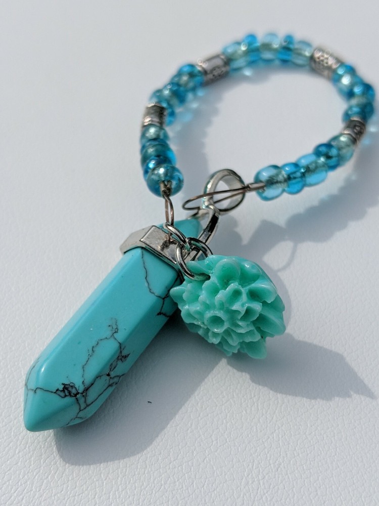 Blue Howlite Point Pendulum (Reiki blessed, hand-crafted)