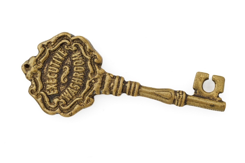 Executive Washroom Key Solid Brass Novelty Ornament Rare Excellent Condition