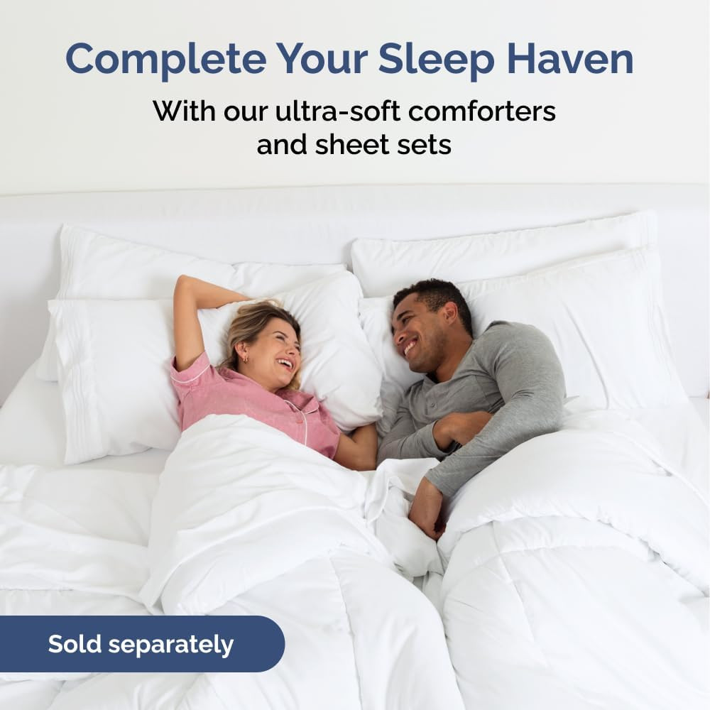Queen 4-Piece Blue Stripes Sheet Set & 2" Memory Foam Topper