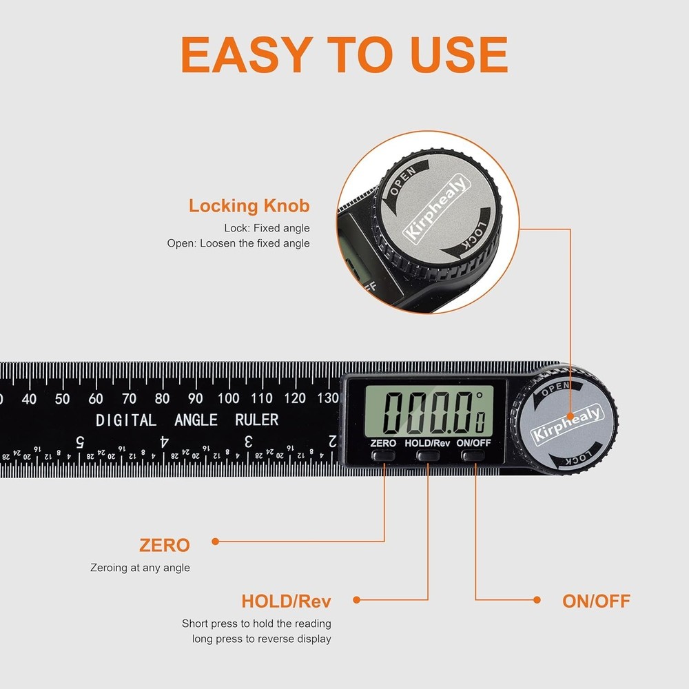 Digital Angle Finder Protractor 7 Inch 200mm Angle Gauge Measuring Tool for C...