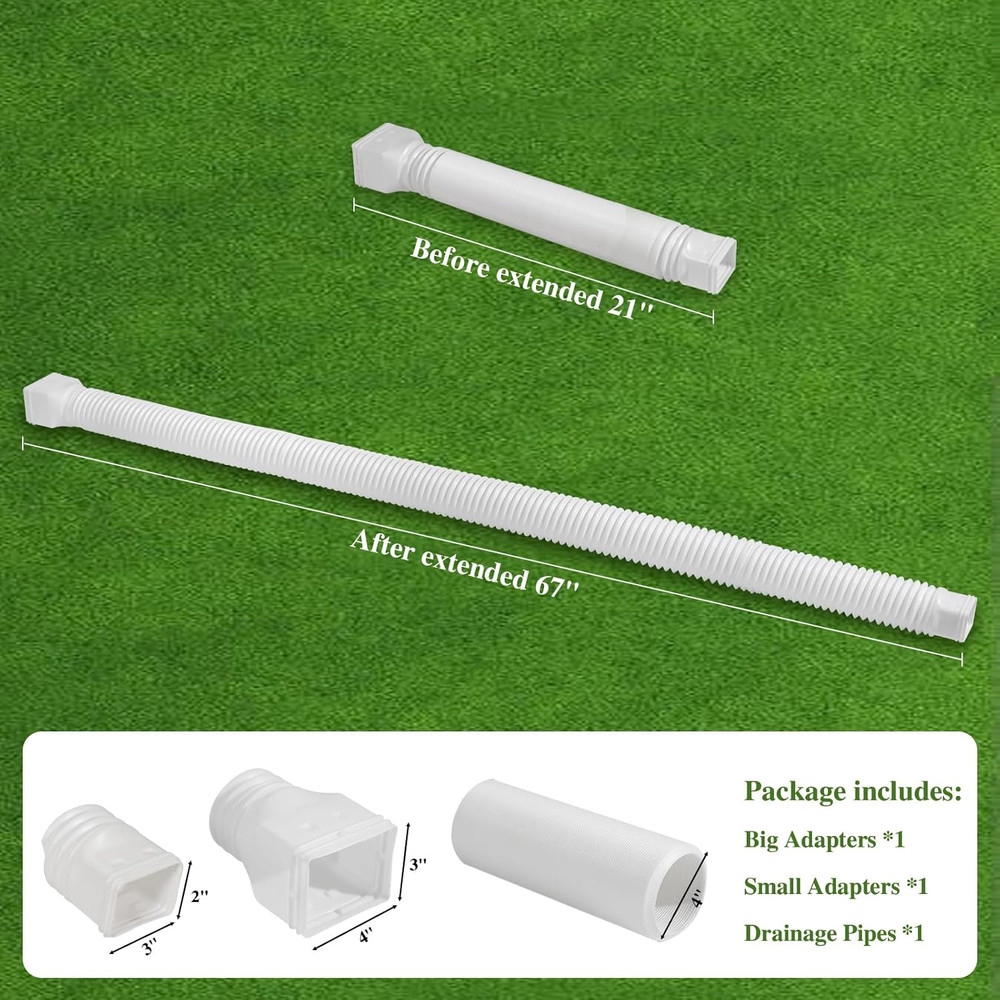 2 Pack Flexible Gutter Downspout Extensions Extendable from 21" to 67", Downs...