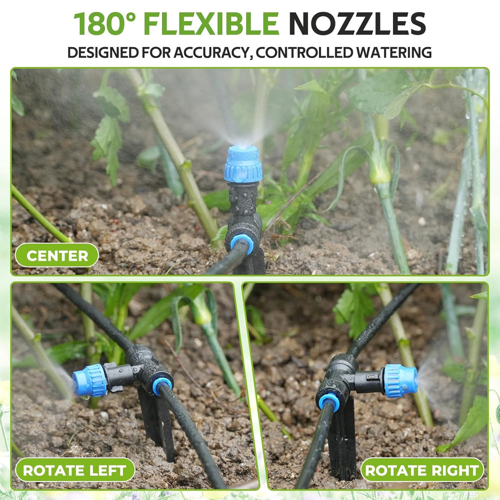 59FT Greenhouse Misting Drip Irrigation Kit with Water Timer, Quick Connector De