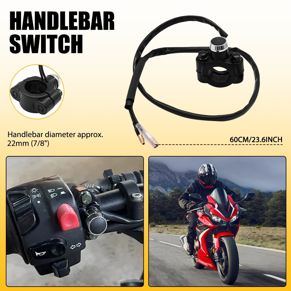 Motorcycle Switch Horn Handlebar Mount Push Button Momentary Start Universal EXV