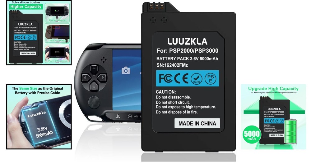 5000mAh High Capacity Battery Replacement for PSP 2000/3000 - 24