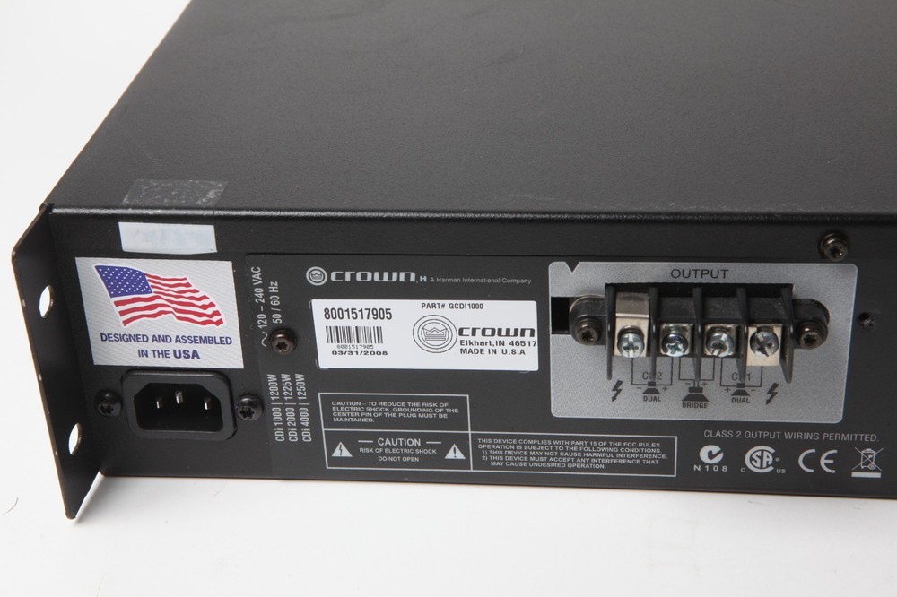 Crown CDi 1000 Professional 2-Channel Power Amplifier - Tested, READ DESCRIPTION