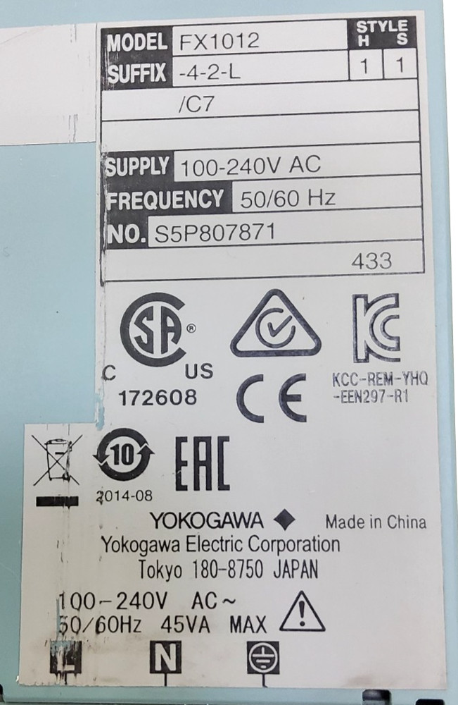 YOKOGAWA FX1012 RECODER