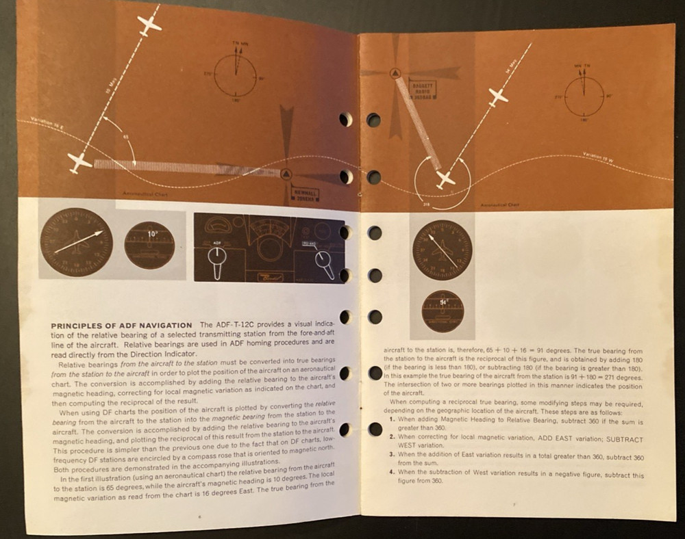 Vtg 1966 Bendix ADF-T-12C Automatic Direction Finder Pilots Instruction Manual