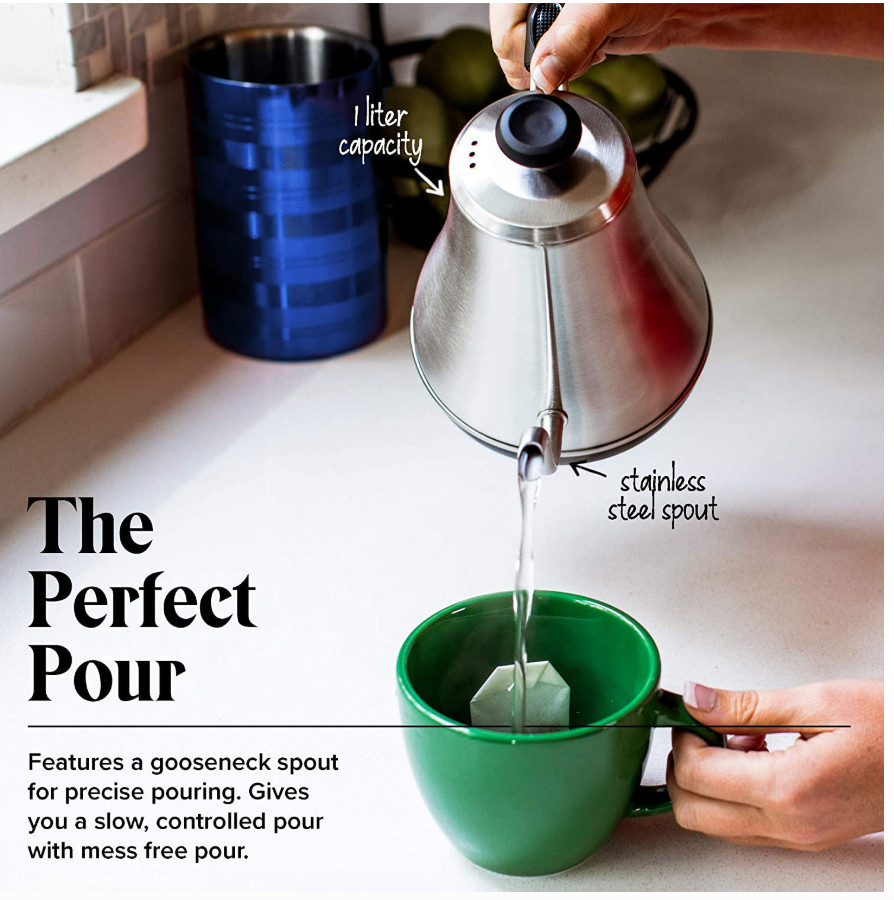 Willow & Everett Gooseneck Electric Kettle w/ Temperature Control, 1L - NO NOX