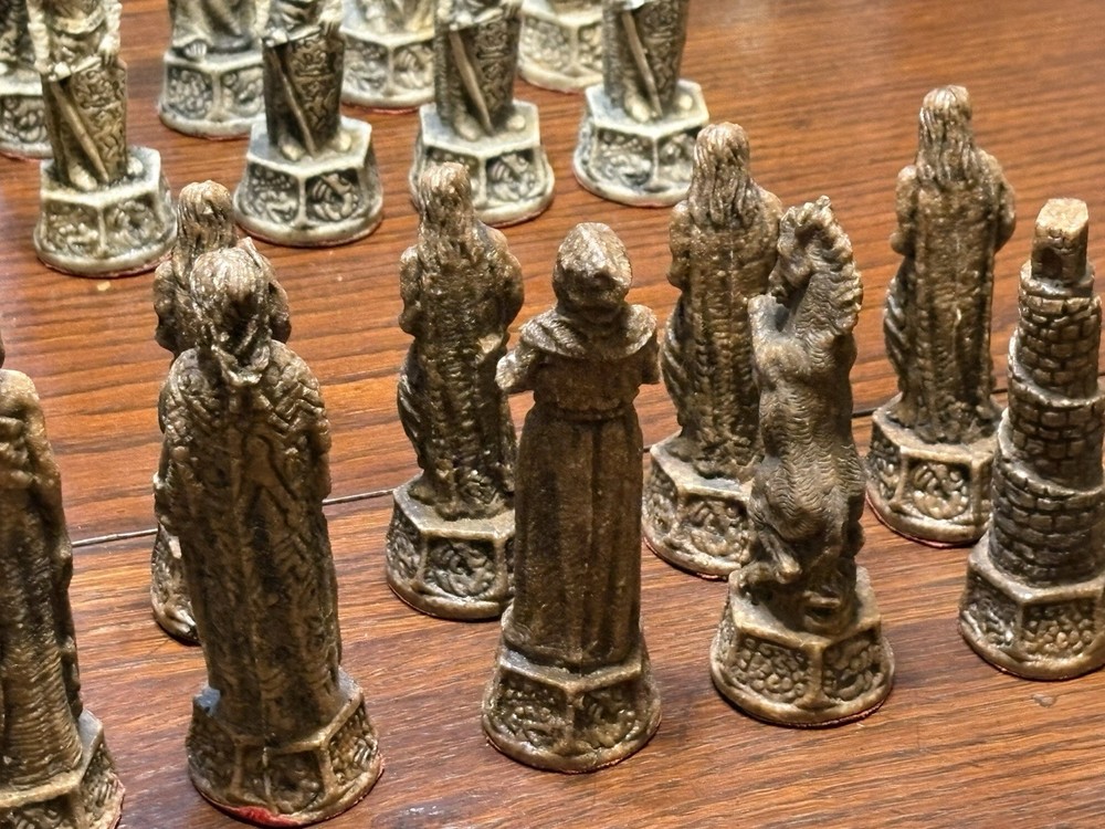 Vintage Aztec Mayan Chess Pieces .