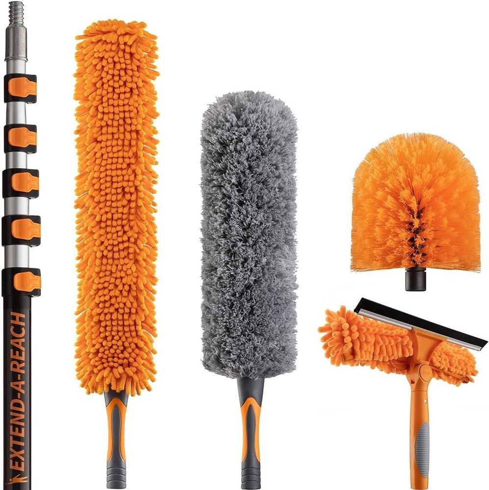 30 Ft High Reach Duster Kit with 24 Ft Extendable Pole & Microfiber Attachmentst