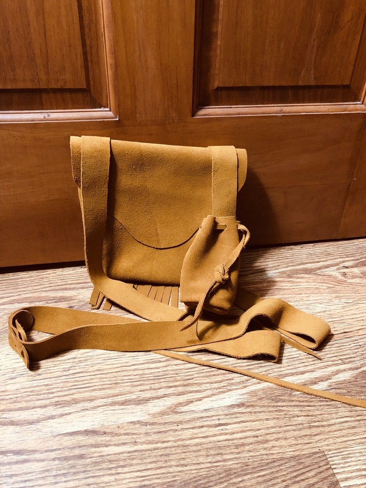 Muzzleloading black powder Fringed Bag Bullet Bag Set Handcrafted Leather