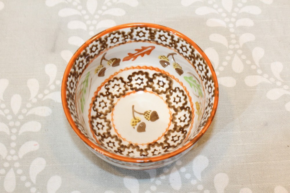 5 PC Temptations Old World Stacking Nesting Mixing Bowl Set - Fall/Autumn Acorns