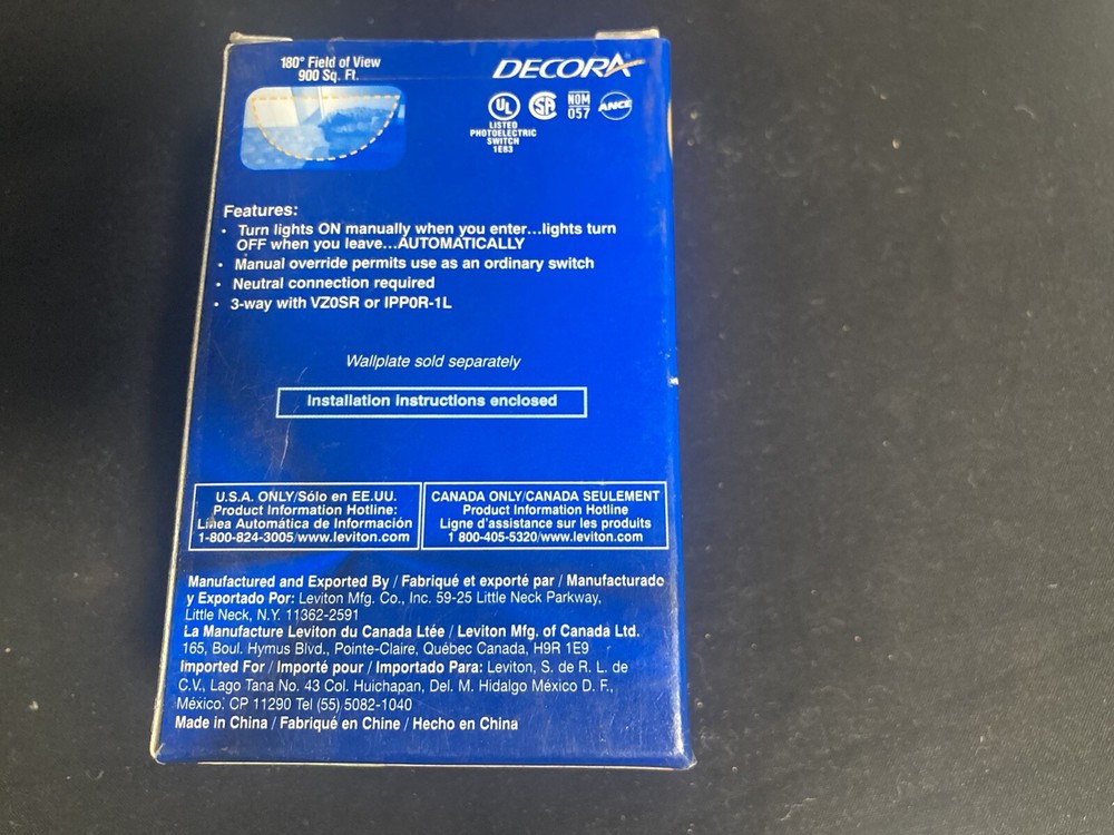 Leviton manual on occupancy sensor IPP15-1LE black