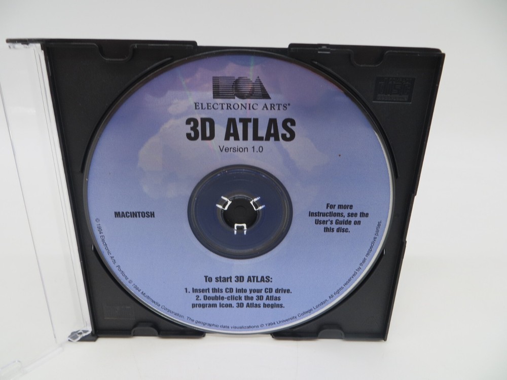 3D ATLAS Version 1.0 CD-ROM for Macintosh MAC Computer 1994 Electronic Arts
