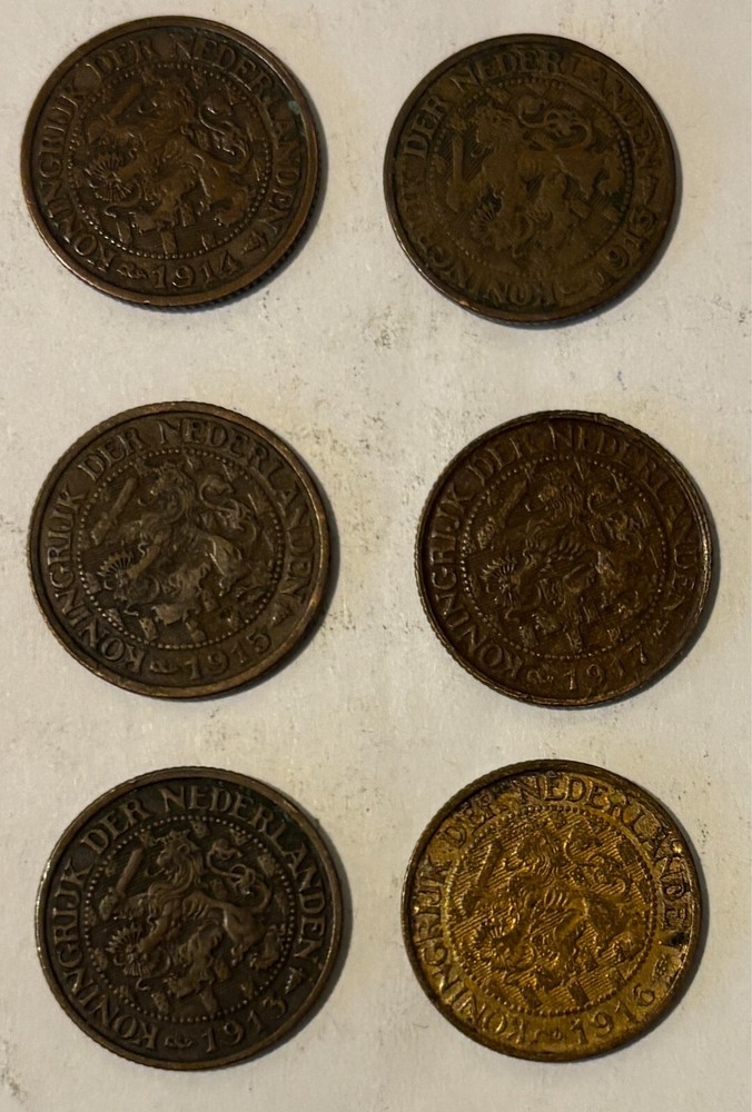 (6) 1910's  Netherlands One Cent lot 512