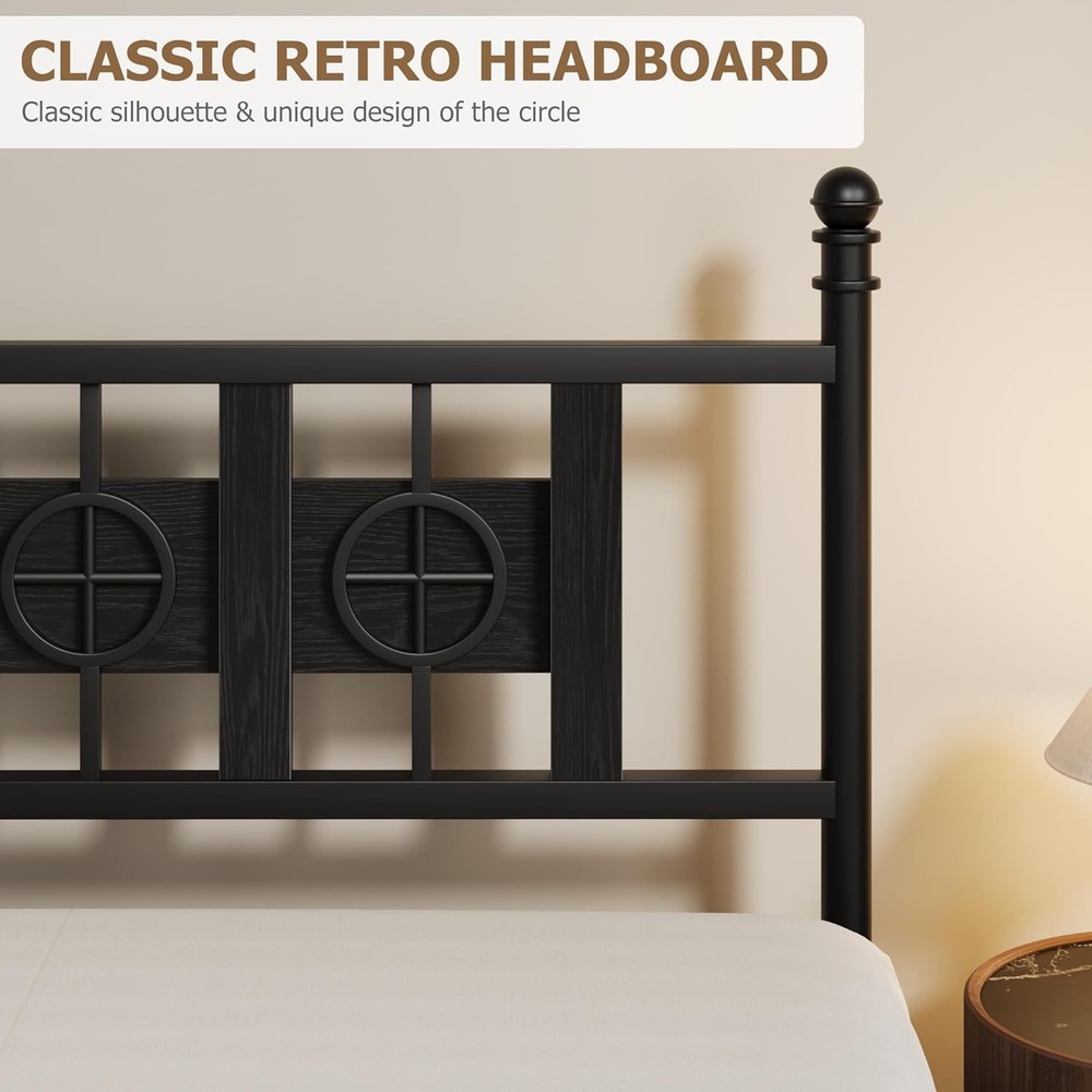 Full Size Bed Frame with Headboard and Footboard, Large Storage Space Under Bed