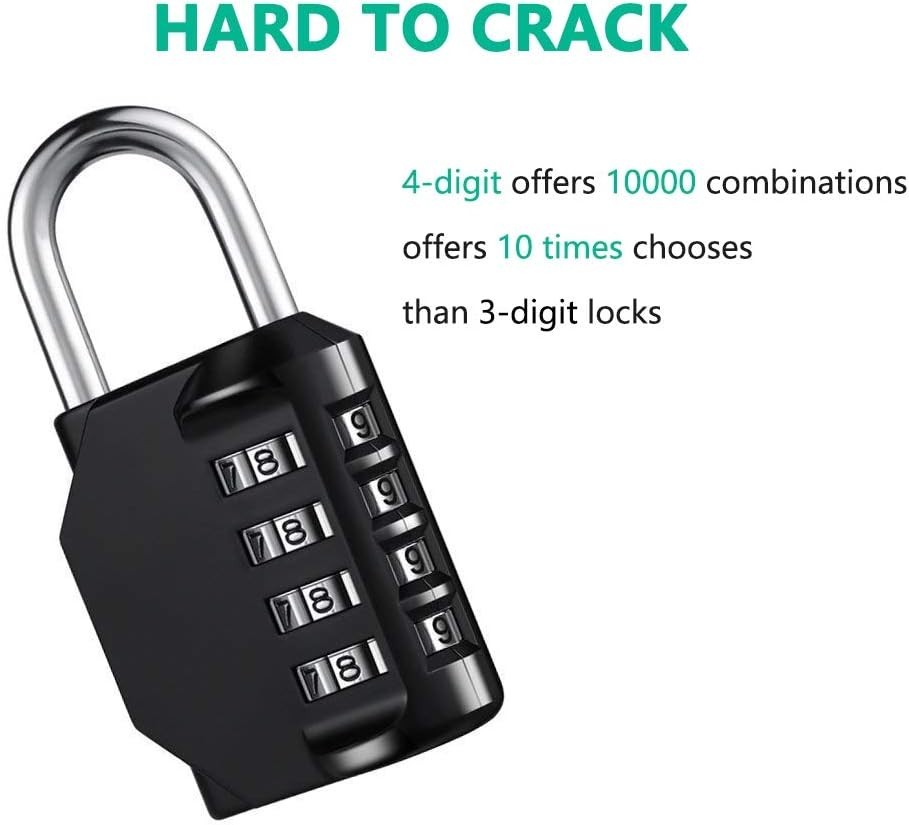 Heavy-Duty Waterproof 4-Digit Resettable Padlock - 2 Pack for Ultimate Security