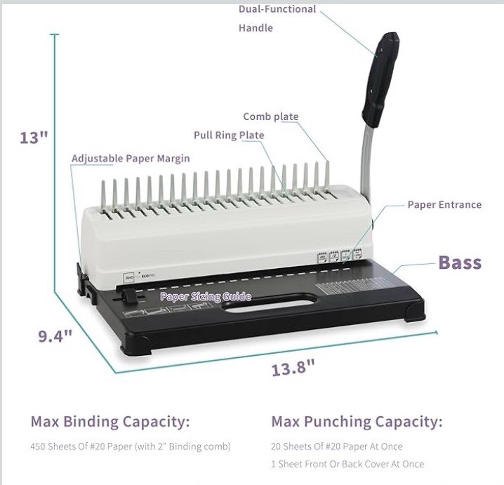 NEW Amazon Binding Machine 350 Sheets Comb Binder Adjustable + 700 Combs Bundle