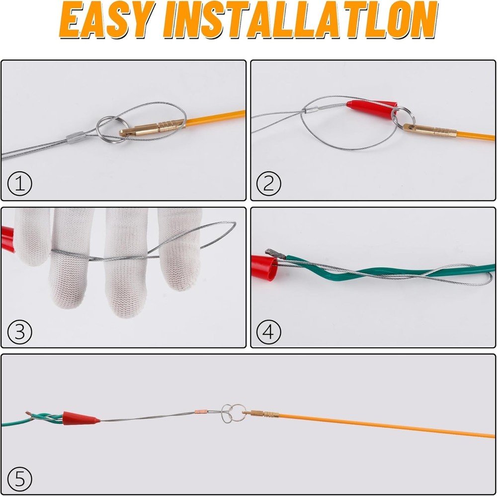 Professional Wire Pulling Fish Tape Set with Multiple Attachments