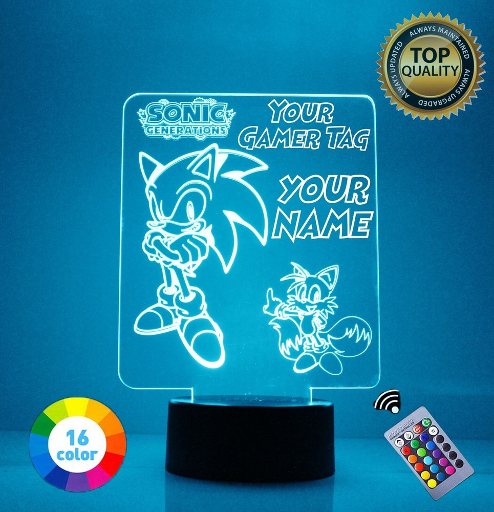 Sonic the Hedgehog Personalized Sonic LED Night Light Lamp with Remote Control