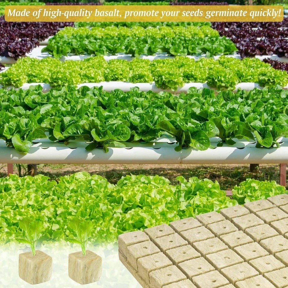 192 Plugs Rockwool Cubes Hydroponics Germination Seedlings