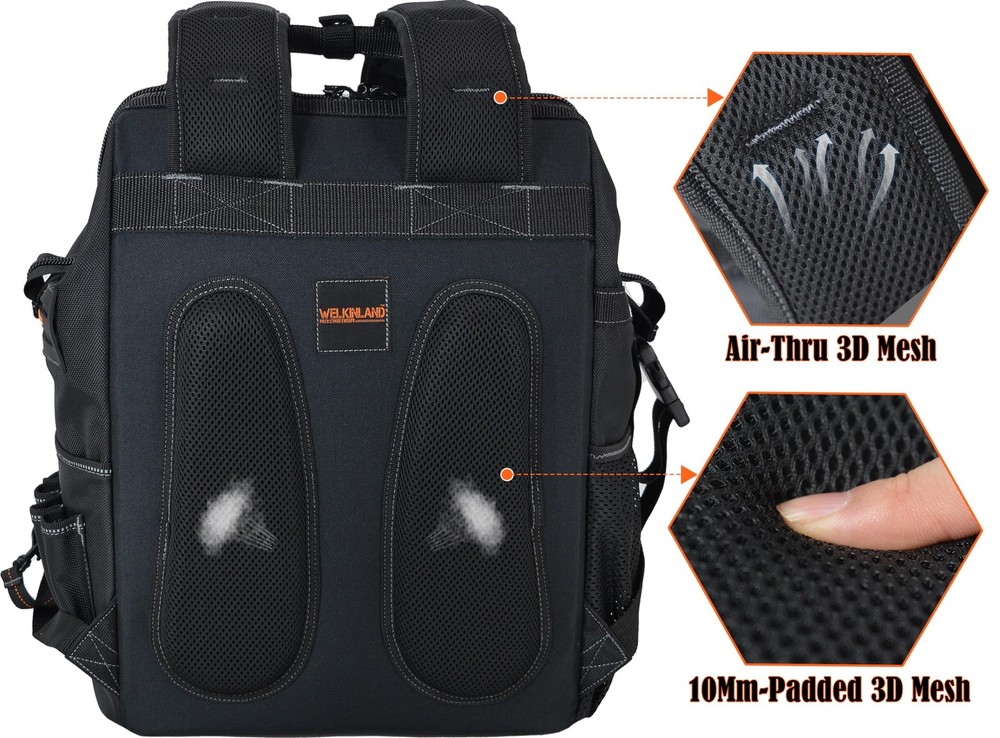 WELKINLAND 55-Pockets Tool backpack, Tool bag backpack, Backpack tool bag, To...