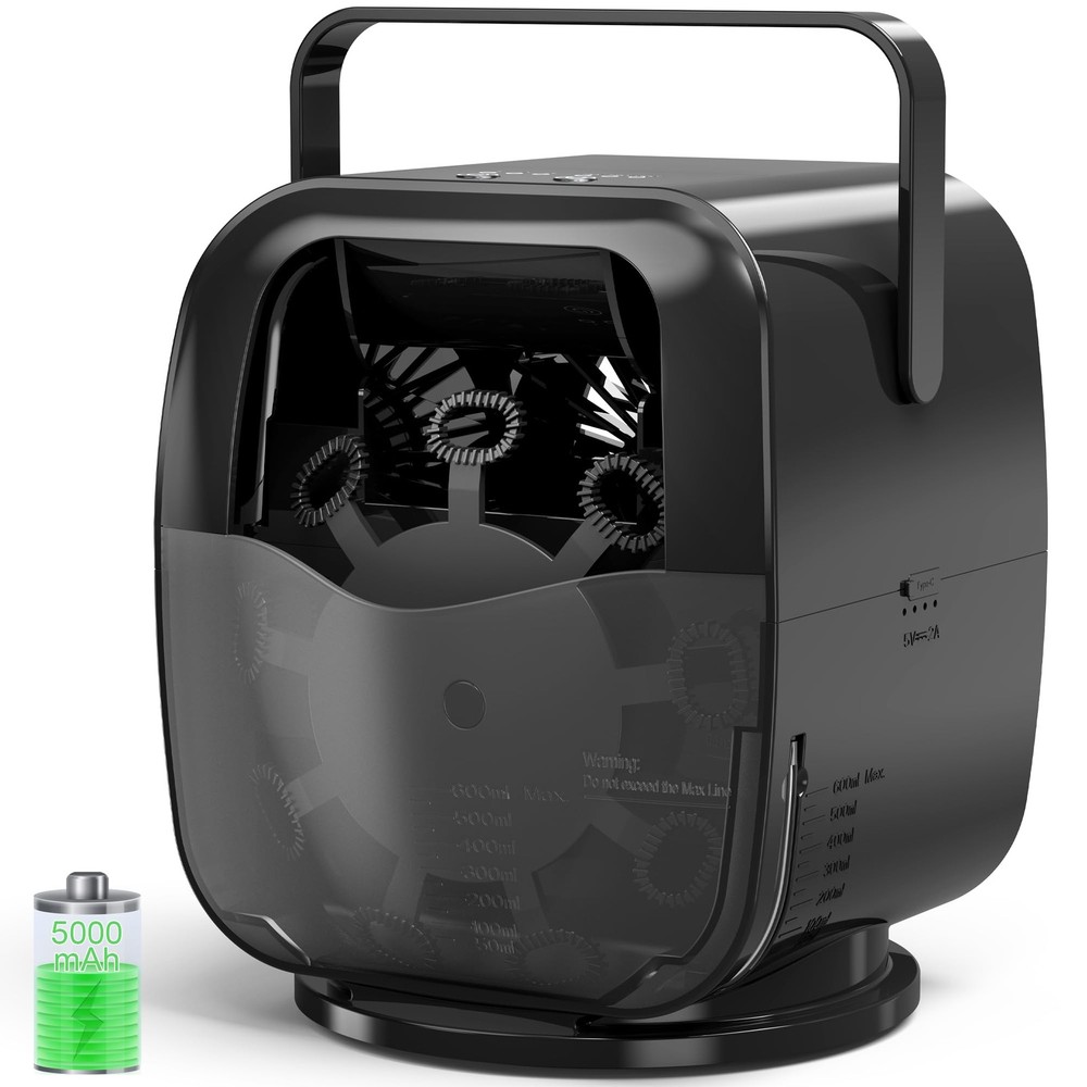 KIDWILL Rechargeable Bubble Machine, Automatic Blower - compact, Black