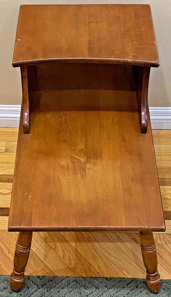 Mid Century Solid Oak End Table ~ Two Tiers