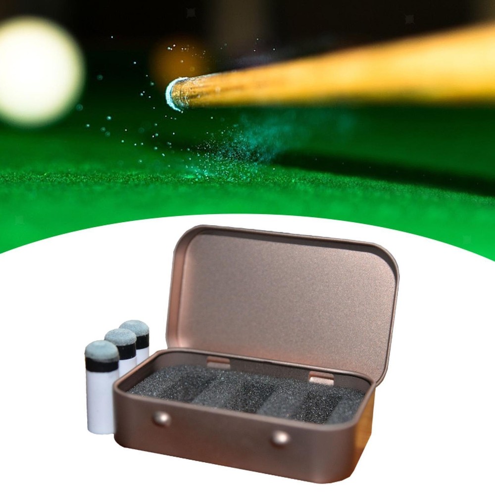 Pool Cue Tips Storage Box with 3 Cue Tips Metal Compact Screw Pool Cue Tips