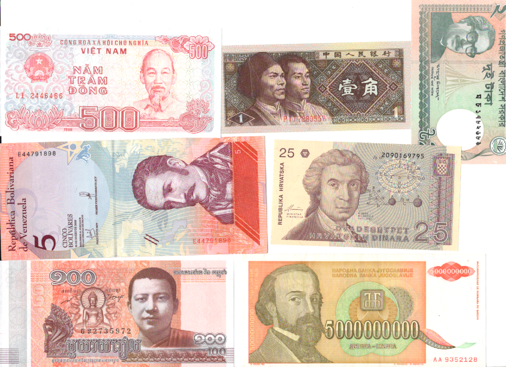 7 WORLD BANK NOTES. /