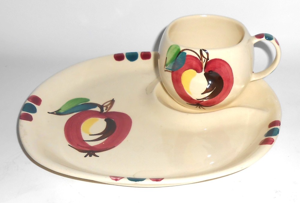 Purinton Pottery Apple Snack Plate w/Cup #2